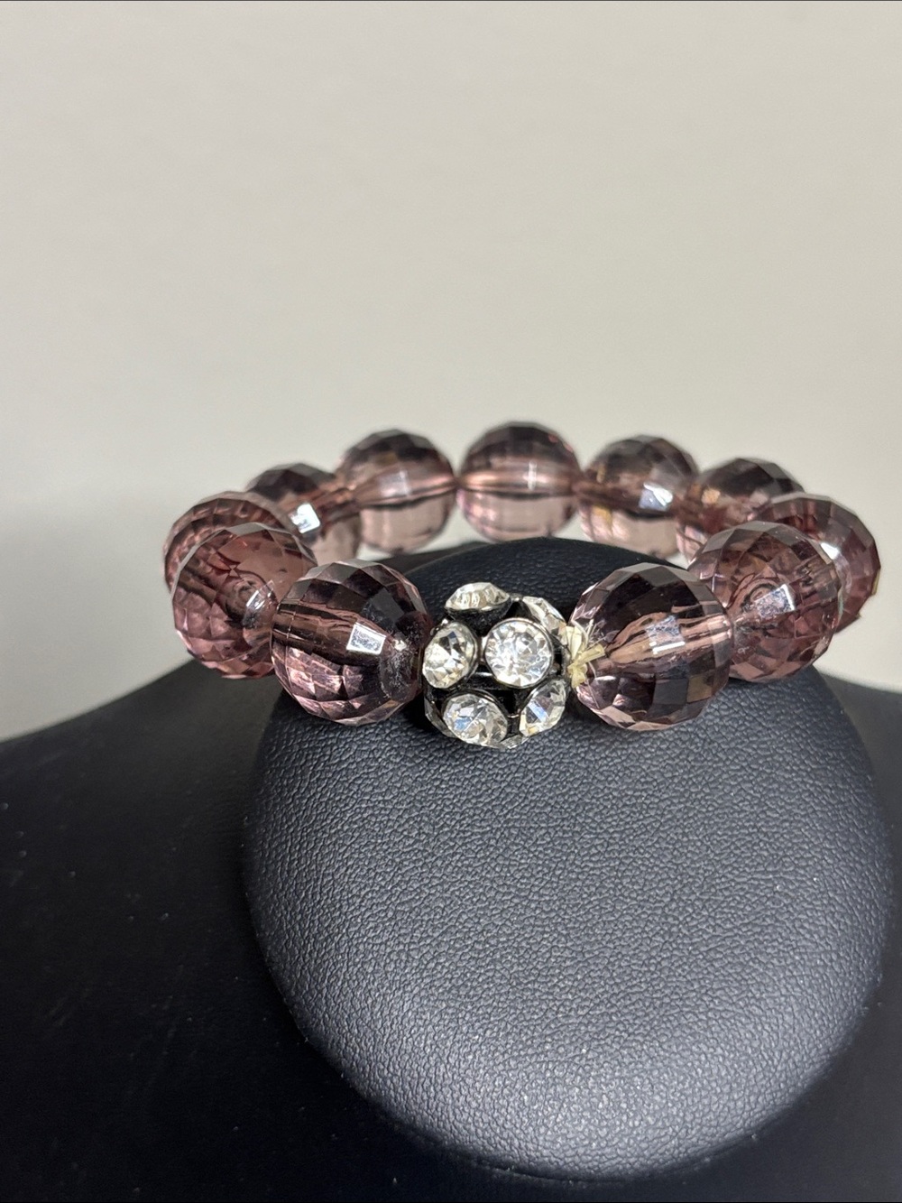 Elegant Purple Crystal Stretch Bracelet with Rhinestone Accent Statement